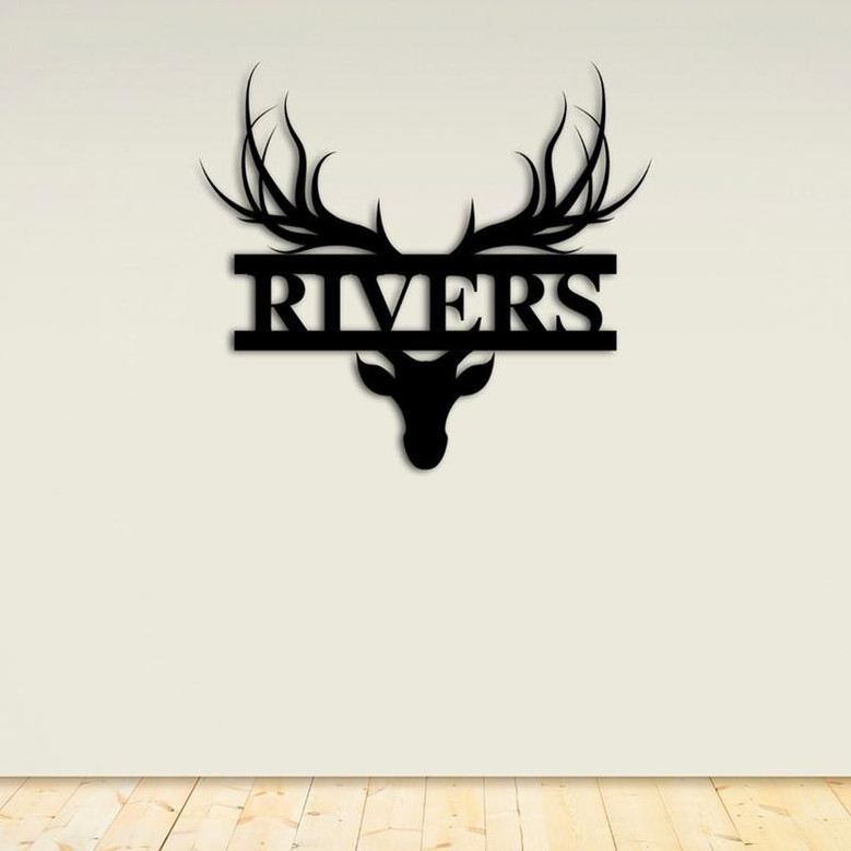 Custom Metal Deer Head Sign, wall hanging, deer sign, home decor, custom name sign, custom home decor, wall art, wildlife, personalized