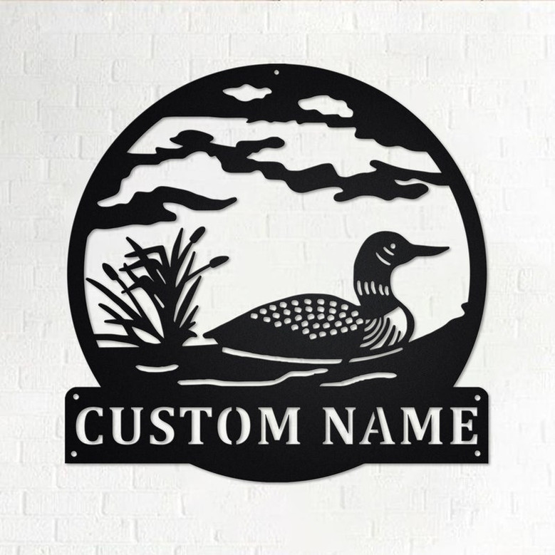 Custom Loon Wildlife Metal Wall Art, Personalized Loon Duck Name Sign Decoration For Room, Loon Duck Home Decor, Custom Loon Wildlife