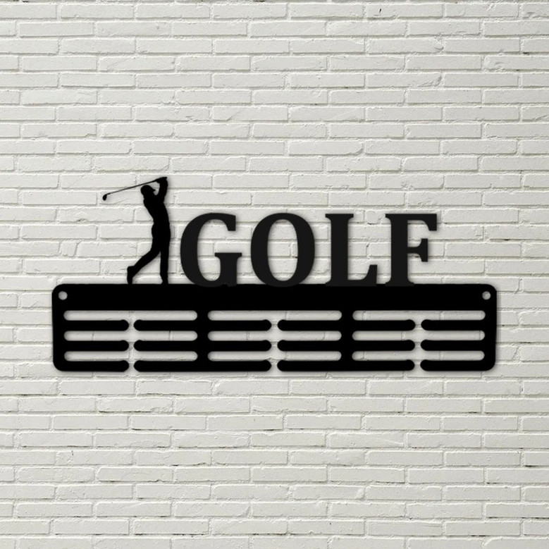 Customized Golf Sport Medal Hanger Metal sign - 12 Rungs for medals & Ribbons, Show Team Spirit, metal sign, art, wall decor, golfer gift