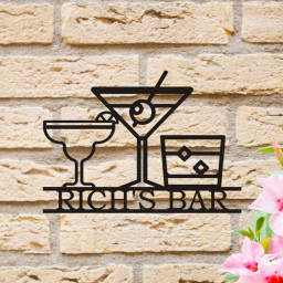 Bar Wall Decor, Cocktail Metal Wall Art, Custom Bar Sign, Happy Hour Sign, Cheers Sign
