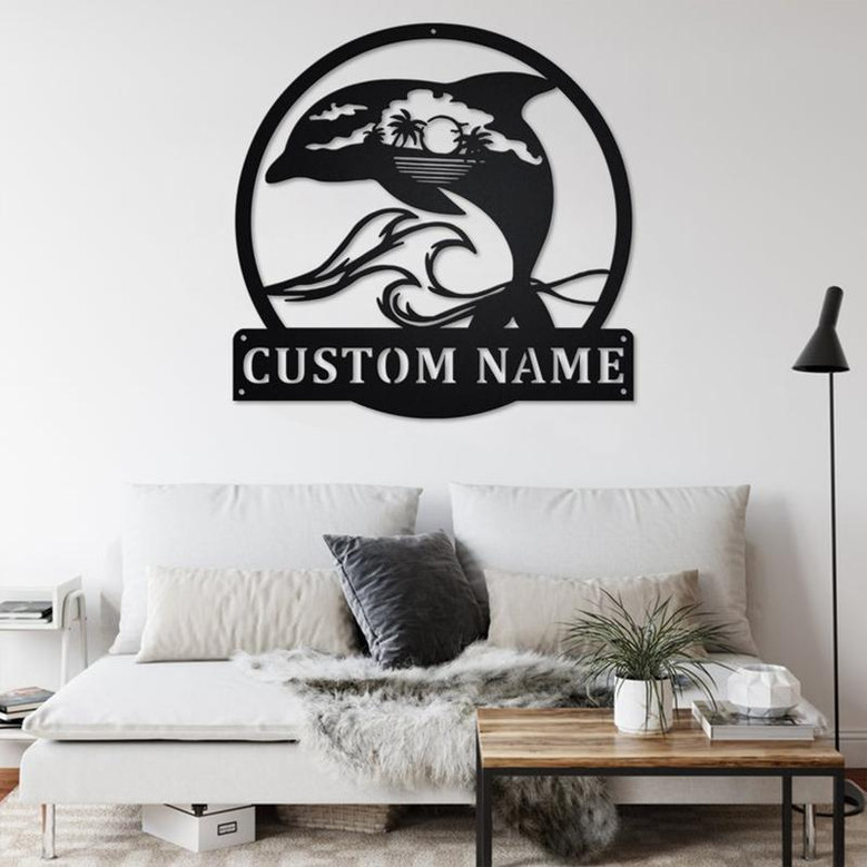 Personalized Dolphin Metal Sign | Dolphin Metal Wall Art | Dolphin Metal wall Decor | Dolphin Lover Gift | Custom Beach Theme Dolphin