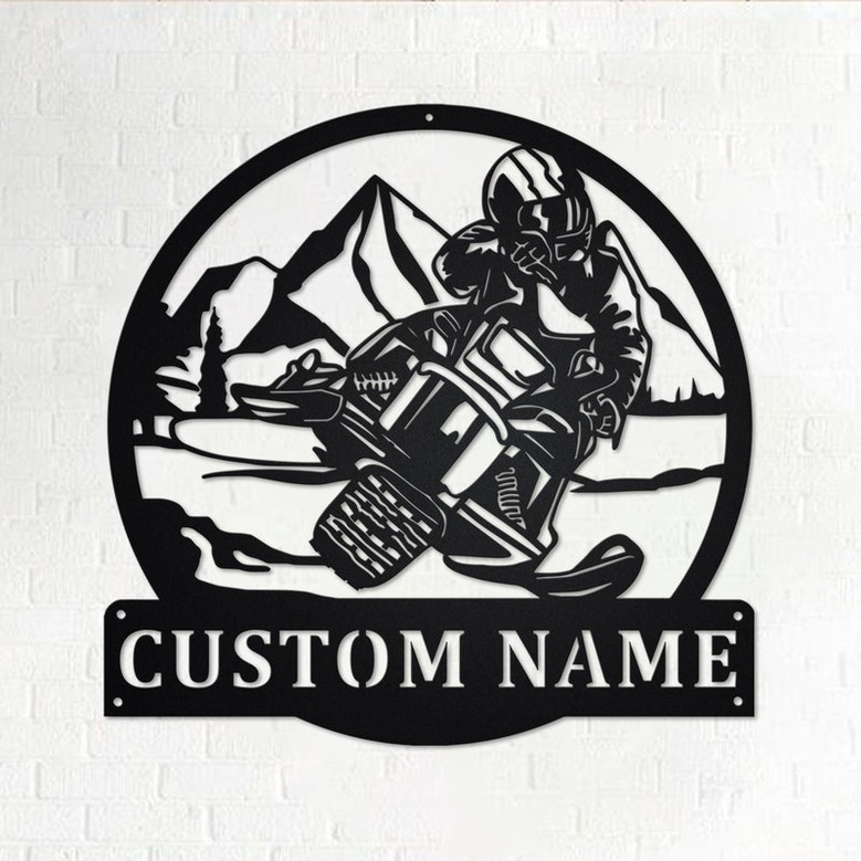 Custom Snowmobiler Metal Wall Art, Personalized Snowmobiler Name Sign Decoration For Room, Snowmobiler Home Decor, Custom Snowmobiler