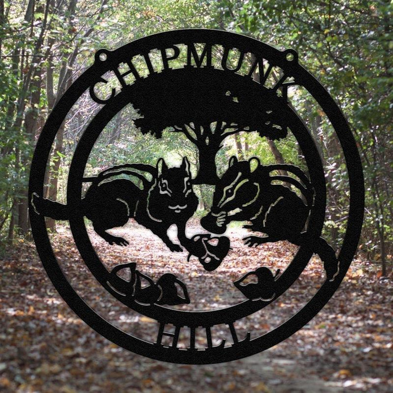 Personalized Chipmunk Sign Last Name Established Sign Woodland Creature Sign Rustic Farmhouse Decor Chipmunk Sign Christmas Gift
