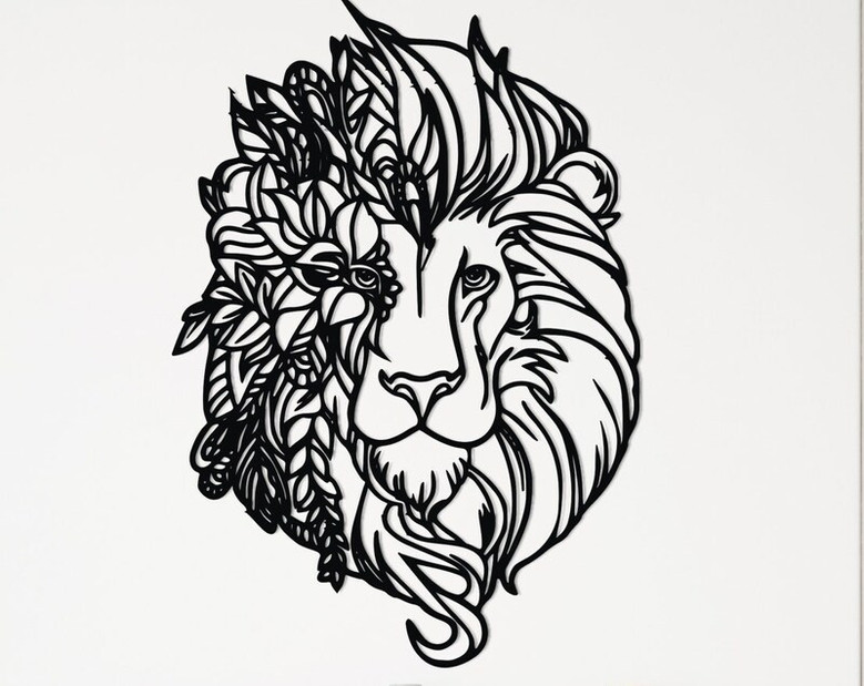 Mandala Lion Metal Wall Art, Metal Mandala Lion Wall Decor, Unique Metal Gift