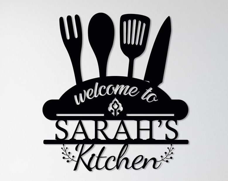 Custom Metal Sign for Kitchen, Personalized Kitchen Name Sign, Customizable Mom's Kitchen