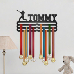 Baseball Medal Hanger With Custom Name, Personalized Baseball Medal Holder