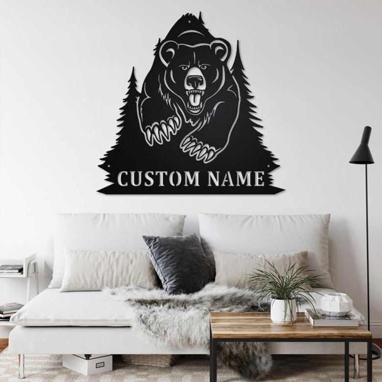 Custom Bear Metal Wall Art, Personalized Bear Name Sign Decoration For Room, Bear Home Decor, Custom Bear, Bear Lover Gift, Bear