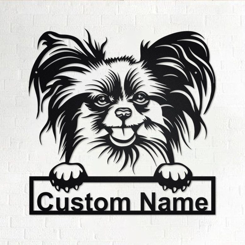 Custom Papillon Dog Metal Wall Art, Personalized Papillon Name Sign Decoration For Room, Papillon Metal Home Decor, Custom Dog, Papillon Dog