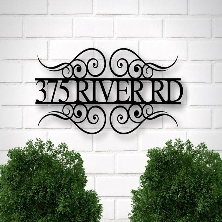 Custom Swirl Address Sign Front Door Decor