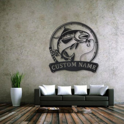 Personalized Atlantic Cod Fishing Fish Pole Metal Sign Art | Custom Atlantic Cod Fishing Metal Sign | Fishing Gift | Decor Decoration
