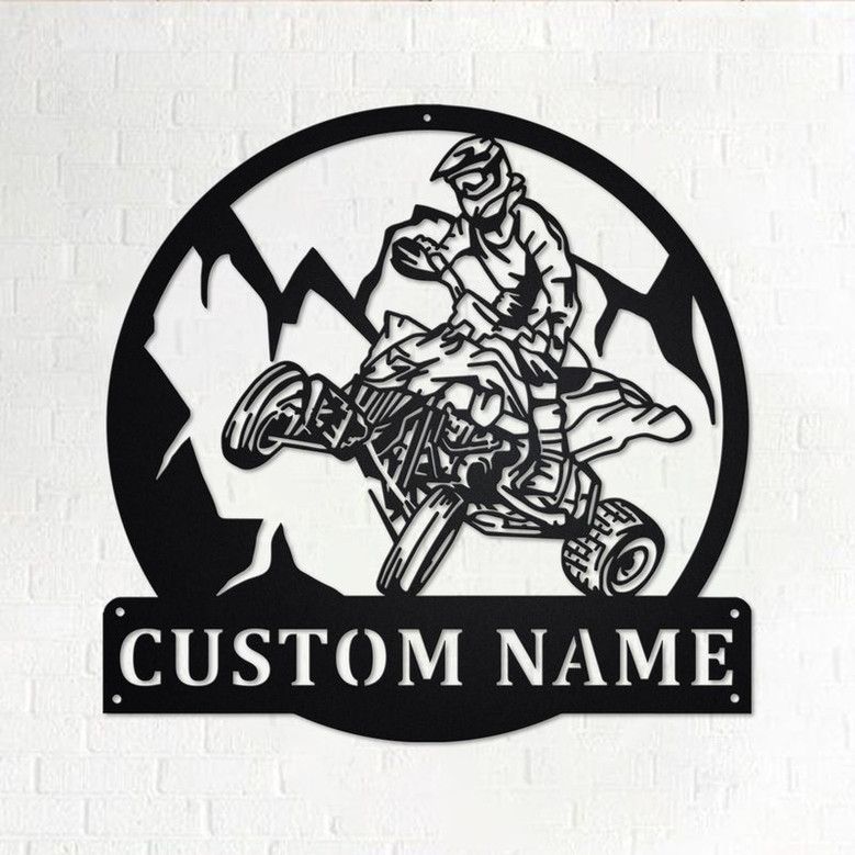 Custom Quad Biker ATV Metal Wall Art, Personalized Quad Biker Name Sign Decoration For Room, Quad Biker Metal Home Decor, Custom Quad Biker