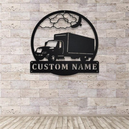 Personalized Box Truck Metal Sign,Transport Truck Metal Wall Art,Custom Trucker Name Sign,Truck Driver Gift