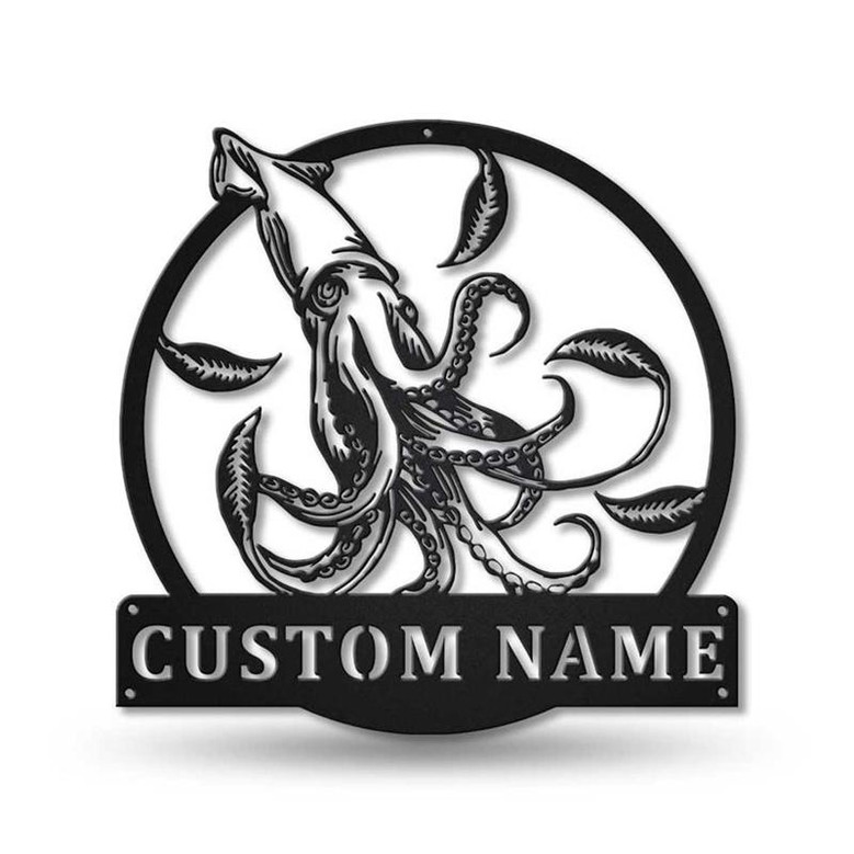 Personalized Giant Squid Metal Sign Art | Custom Giant Squid Metal Sign | Giant Squid Gifts Funny | Hobbie Gift | Decor Decoration