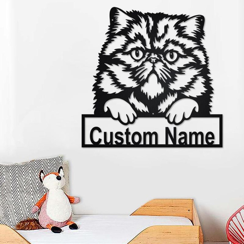 Custom Persian Cat Metal Wall Art, Personalized Persian Cat Name Sign Decoration For Room, Persian Cat Home Decor, Custom Persian Cat
