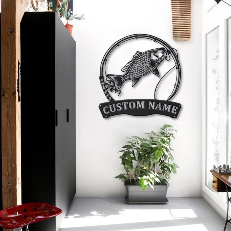 Personalized Mutton Snapper Fishing Fish Pole Metal Sign Art | Custom Mutton Snapper Fishing Fishing Metal Sign | Snapper Fishing Gift