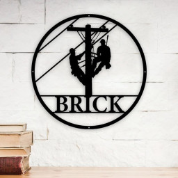 Personalized Lineman Metal Wall, Custom Lineman Last Name, Power Lineman Metal Wall Art