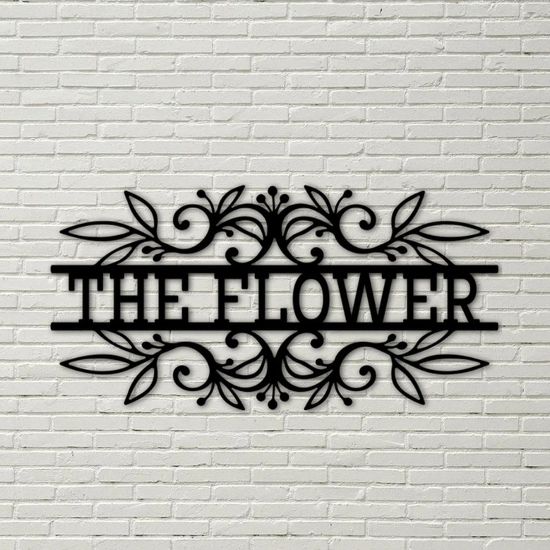 Flower Bouquet Metal Sign, flower monogram, floral bouquet sign, roses daisies, metal sign, last name sign, custom text metal