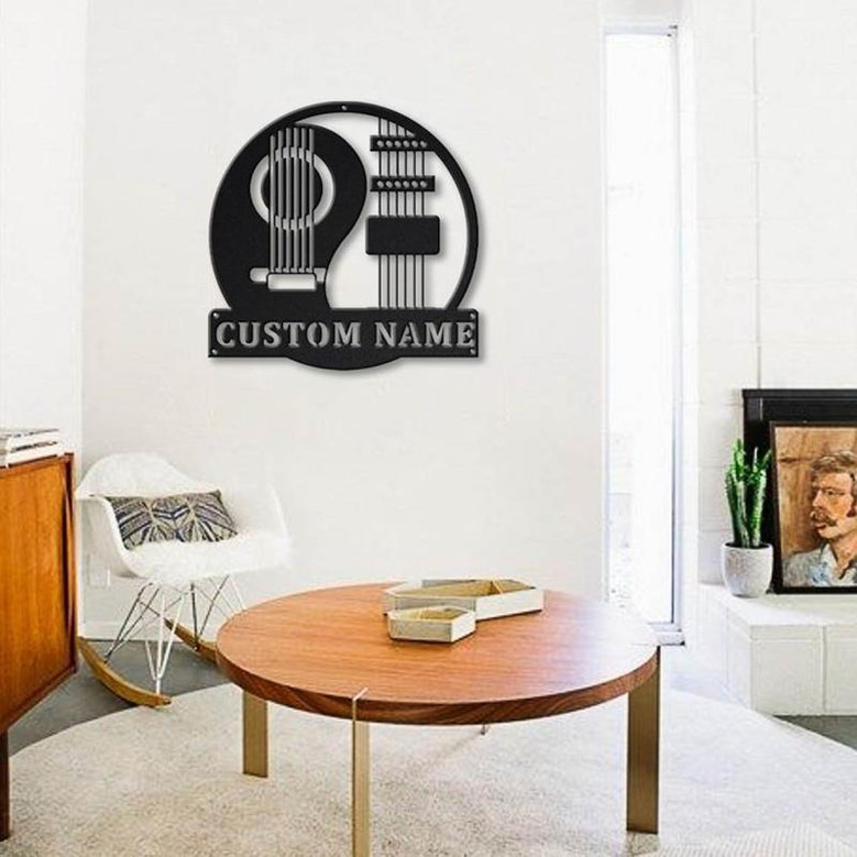 Personalized Yin Yang Guitar Monogram Metal Sign Art | Custom Yin Yang Guitar Monogram Metal Sign | Yin Yang Guitar Gift | Music Gift