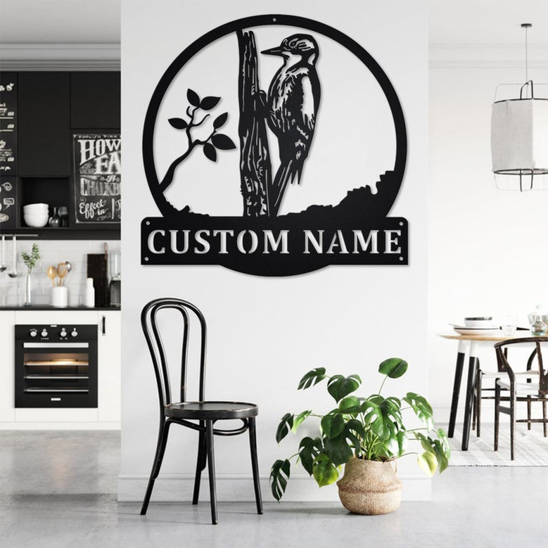 Custom Bird woodpecker Metal Wall Art, Personalized Bird woodpecker Name Sign Decoration For Room, Bird woodpecker Home Decor, Custom Bird