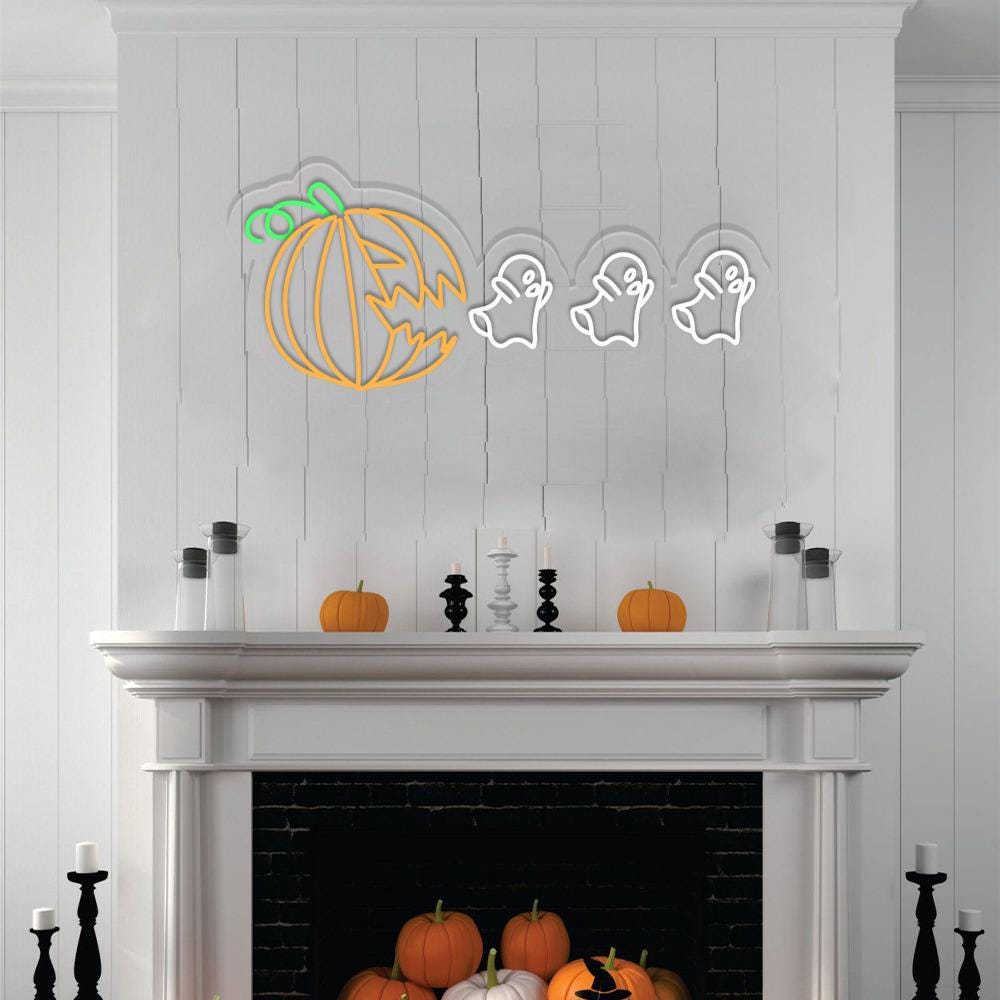 Halloween Pumpkin Eat Ghost Neon Sign , Funny Spooky Neon Sign, Ghost Neon , Spooky Season Gifts, Halloween Party Neon Sign, Fall Ghost Neon