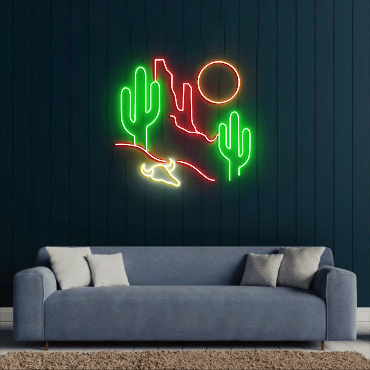Western Desert Neon Light, Western Desert Decor, Western Home Decor, Wild West, Gift for Husband