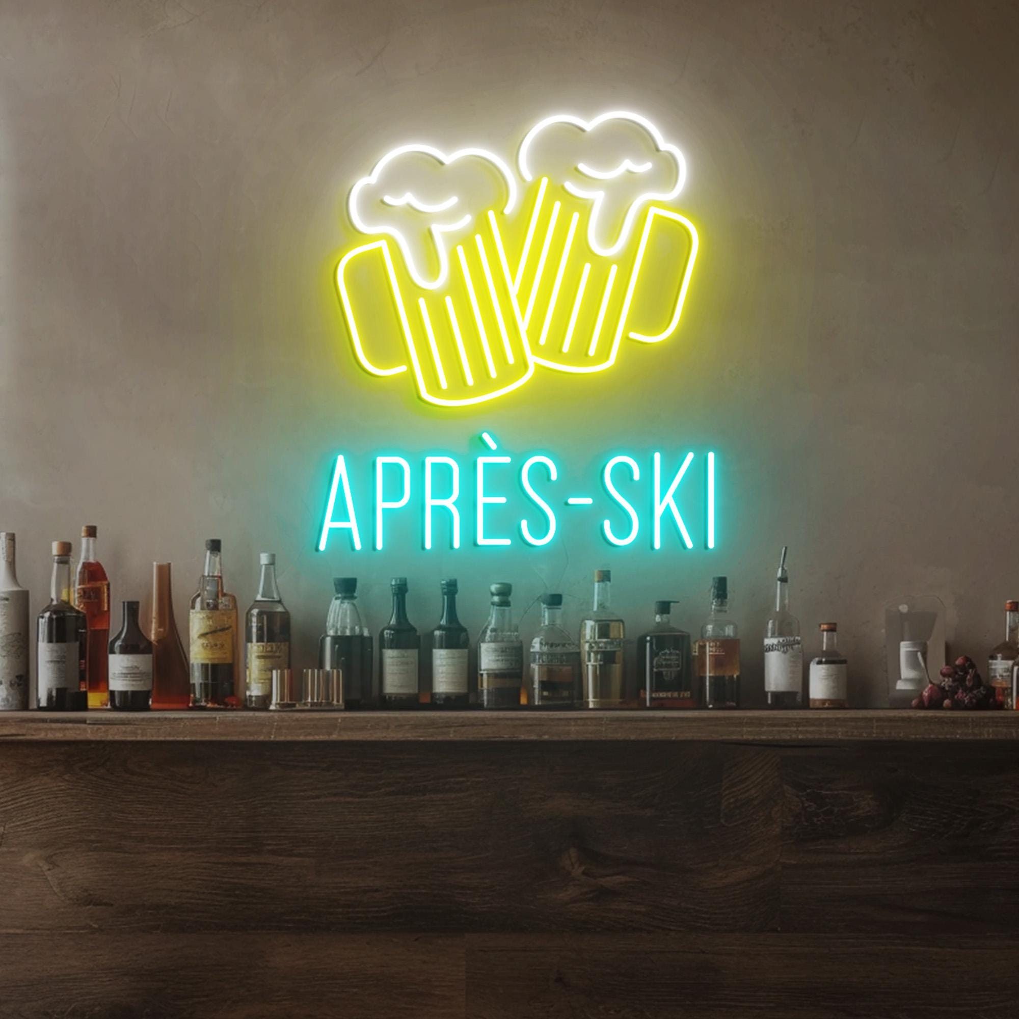 Apres Ski Beer Neon Sign, Ski Bar Decor, Ski Beer Wall Neon Light, Apres Ski Bar Wall Decor, Ski Beer Bar Wall Decor