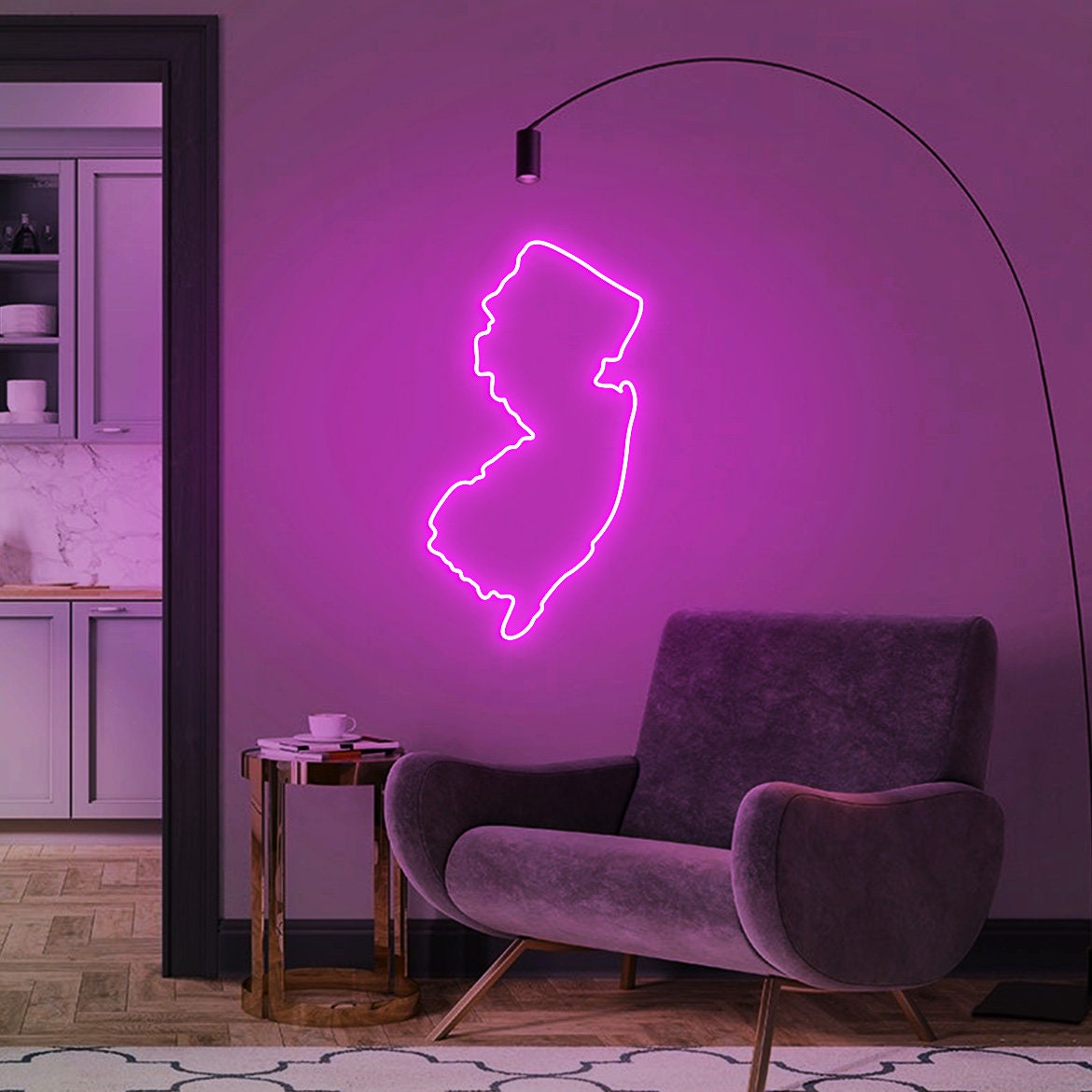 New Jersey State Sign, Neon Sign Farmhouse Home Decor, Custom State Map Sign Gift, New Jersey Wall Art, Home State Decor, Moving Gift