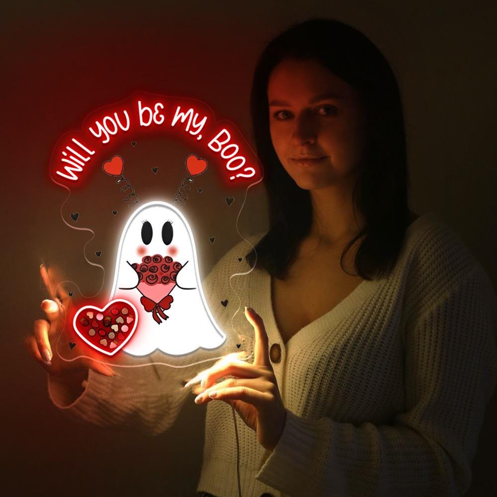 Will You Be My Boo Neon Sign, Ghost Neon, Valentines Day Hoodie, XOXO Neon, Women Valentines Day Neon Sign, Heart Neon, Happy Valentines Day
