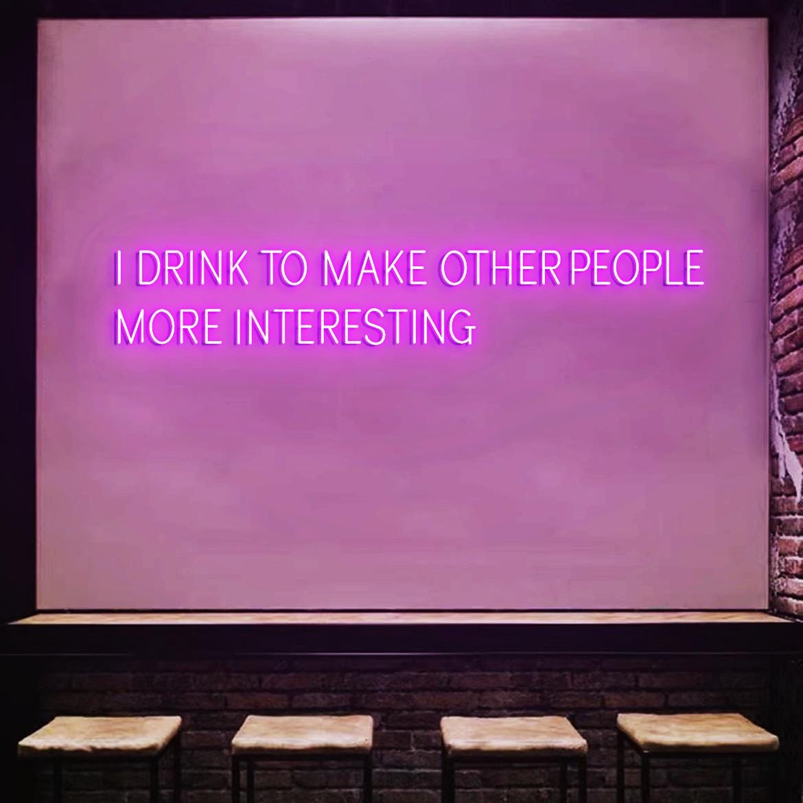 I Drink To Make Other People More Interesting Neon Light Sign, Hemingway Quote Neon Light for Bar, Plug Powered Neon Signs for Bar