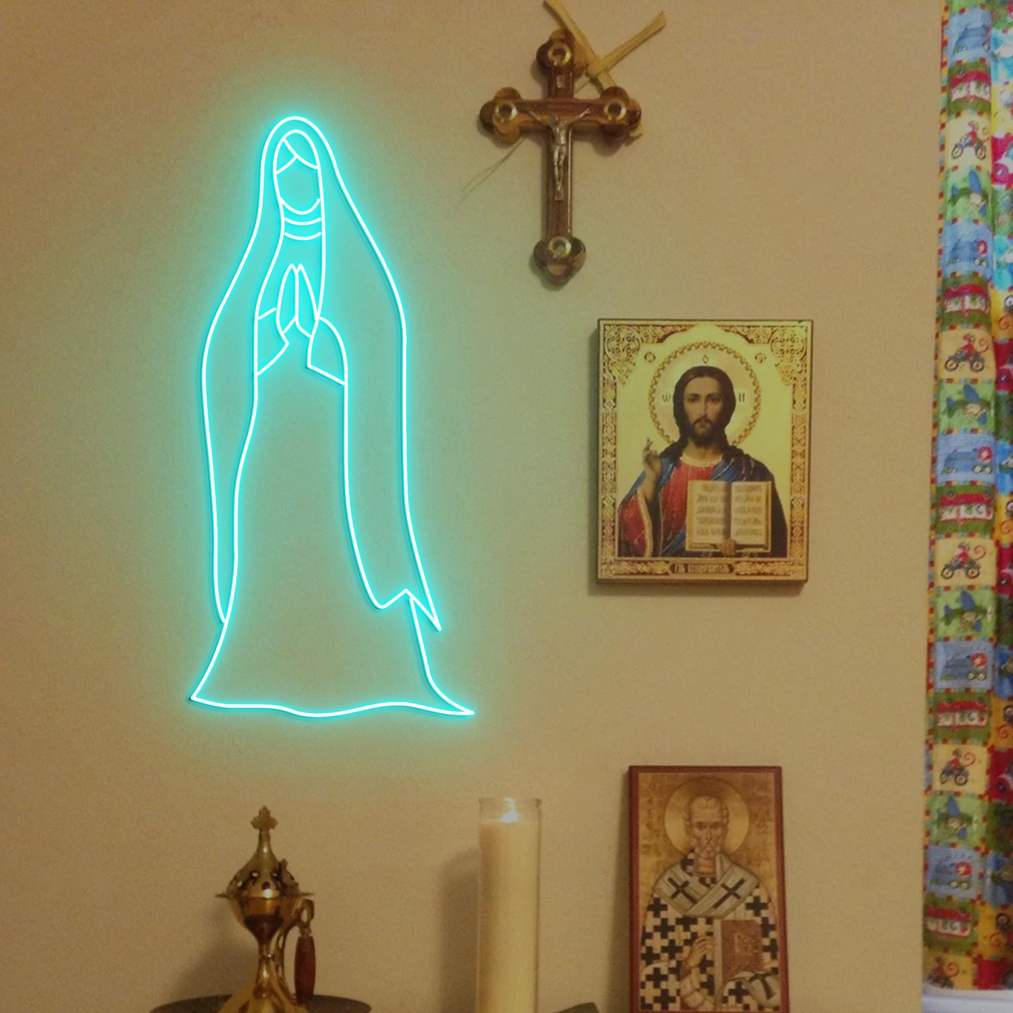 Virgin Mary Neon Light, Madonna Neon Sign Light Decor, Virgin Neon Sign, Ecclesia Neon Light, Religious Faith Neon Sign, Ecclesia Wall Decor