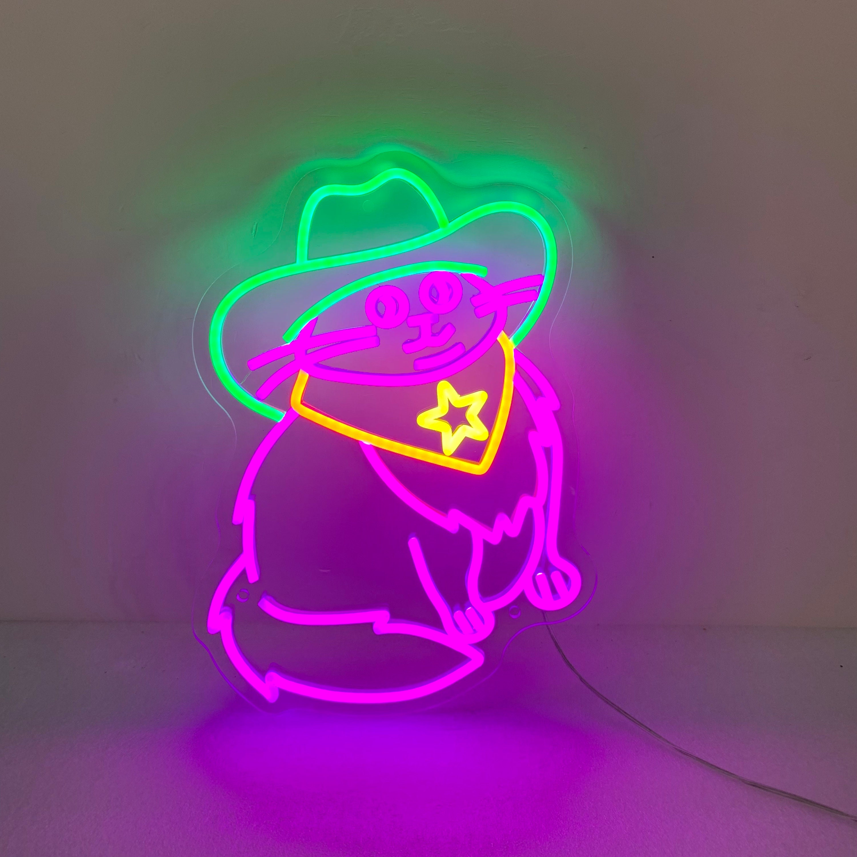 Cowboy Cat Neon Sign, Cat Led Sign, Cartoon Cat, West Cowboy Cat Neon Sign, Christmas Gift, West Cowboy Cat