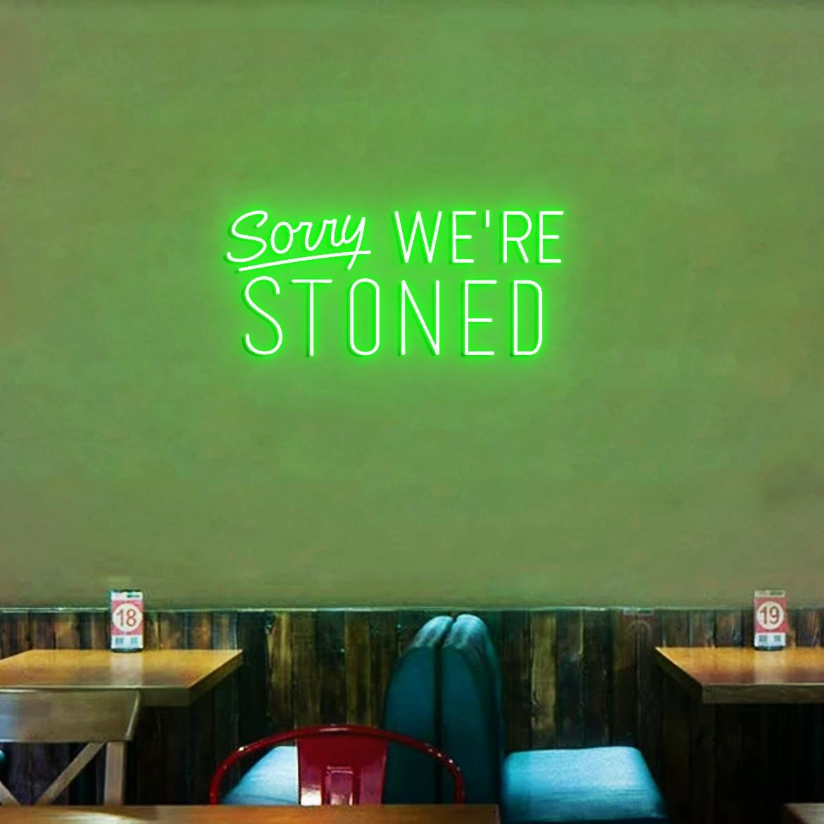 Sorry, We're Stoned Neon Sign, Bar Man Cave Garage Led Neon Light, Sign for Garage,