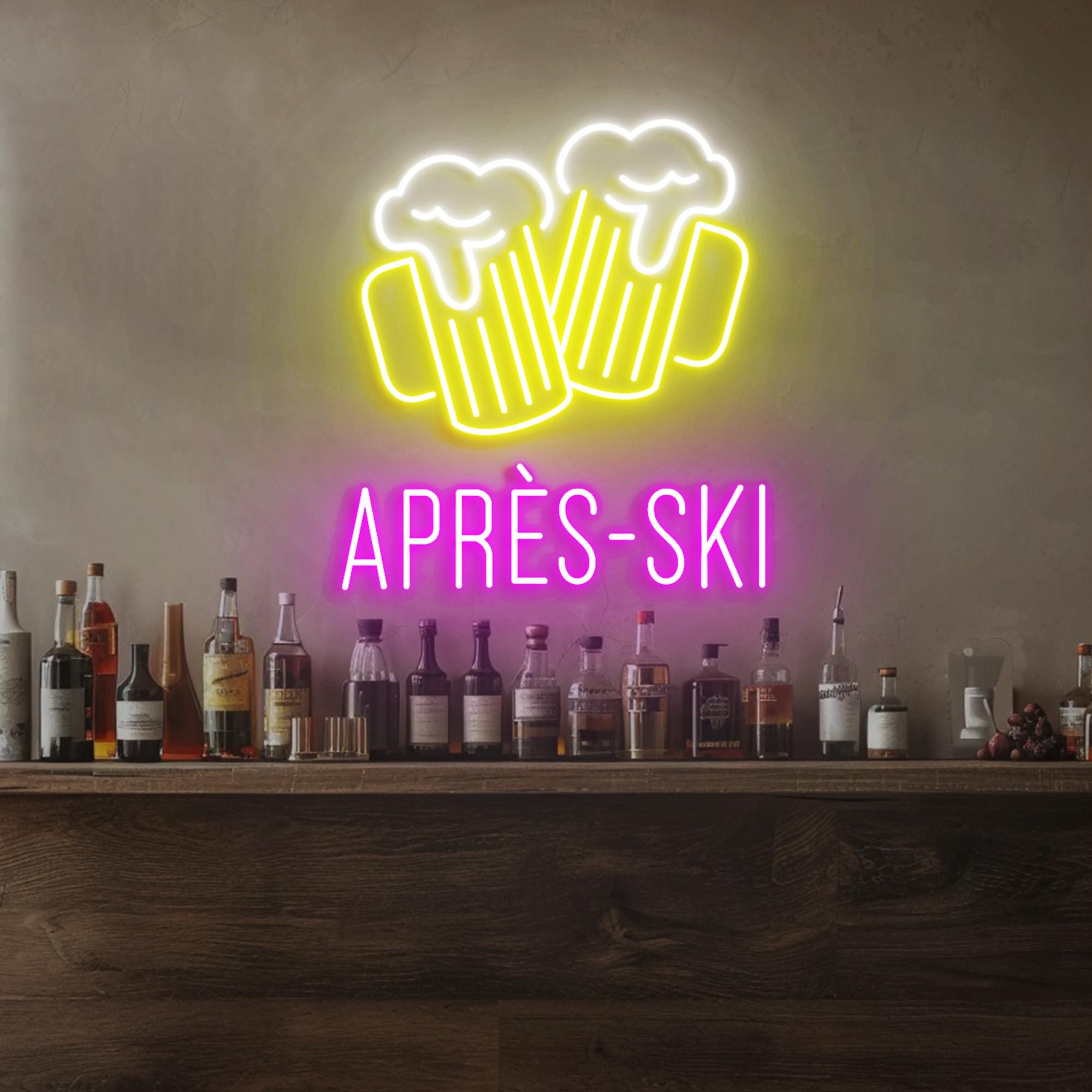 Apres Ski Beer Neon Sign, Ski Bar Decor, Ski Beer Wall Neon Light, Apres Ski Bar Wall Decor, Ski Beer Bar Wall Decor