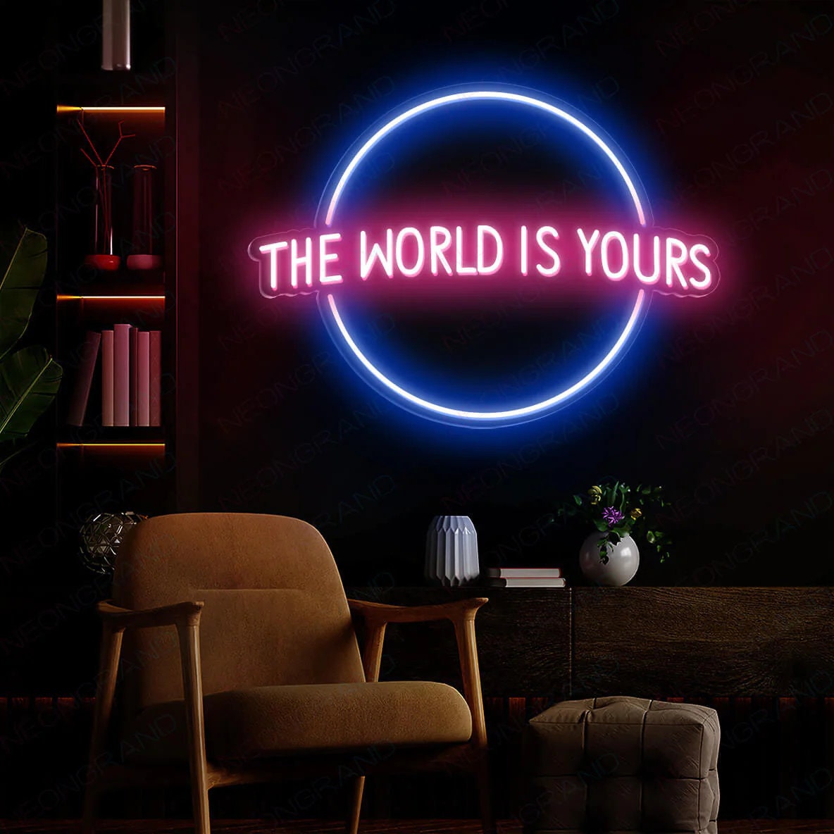 The World Is Yours Neon Sign|Inspirational Neon Sign|Bedroom Neon Sign|Neon Wall Art|Custom Neon Sign|Neon Light|Kid Personalized Gift