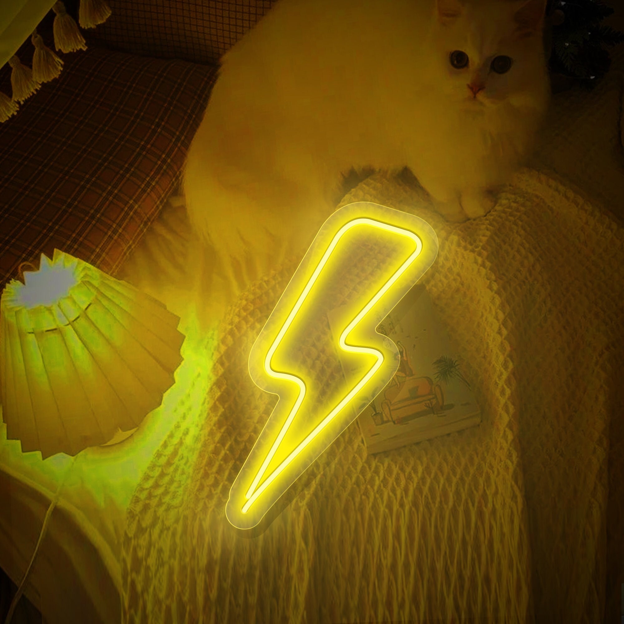 Lightning Strike Neon Signs, for Wall Decor,Led Neon Signs with Hanging for Bedroom,Lightning Neon Signs for Christmas Boys Room Decor