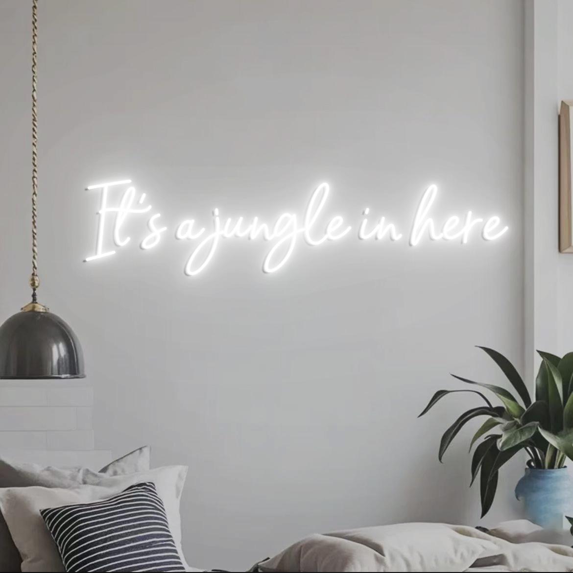 Custom Neon Sign It's a jungle in here, Jungle Themed Room Decor, Jungle Party Led Neon Light, Green Jungle Wall Neon Sign Light