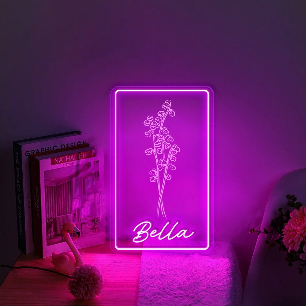 Personalized First Mom Now Grandma Neon Sign, Custom Grandma's Garden Birth Month Flower Night Light, Mothers Day Gift for Grandma NaNa Gift