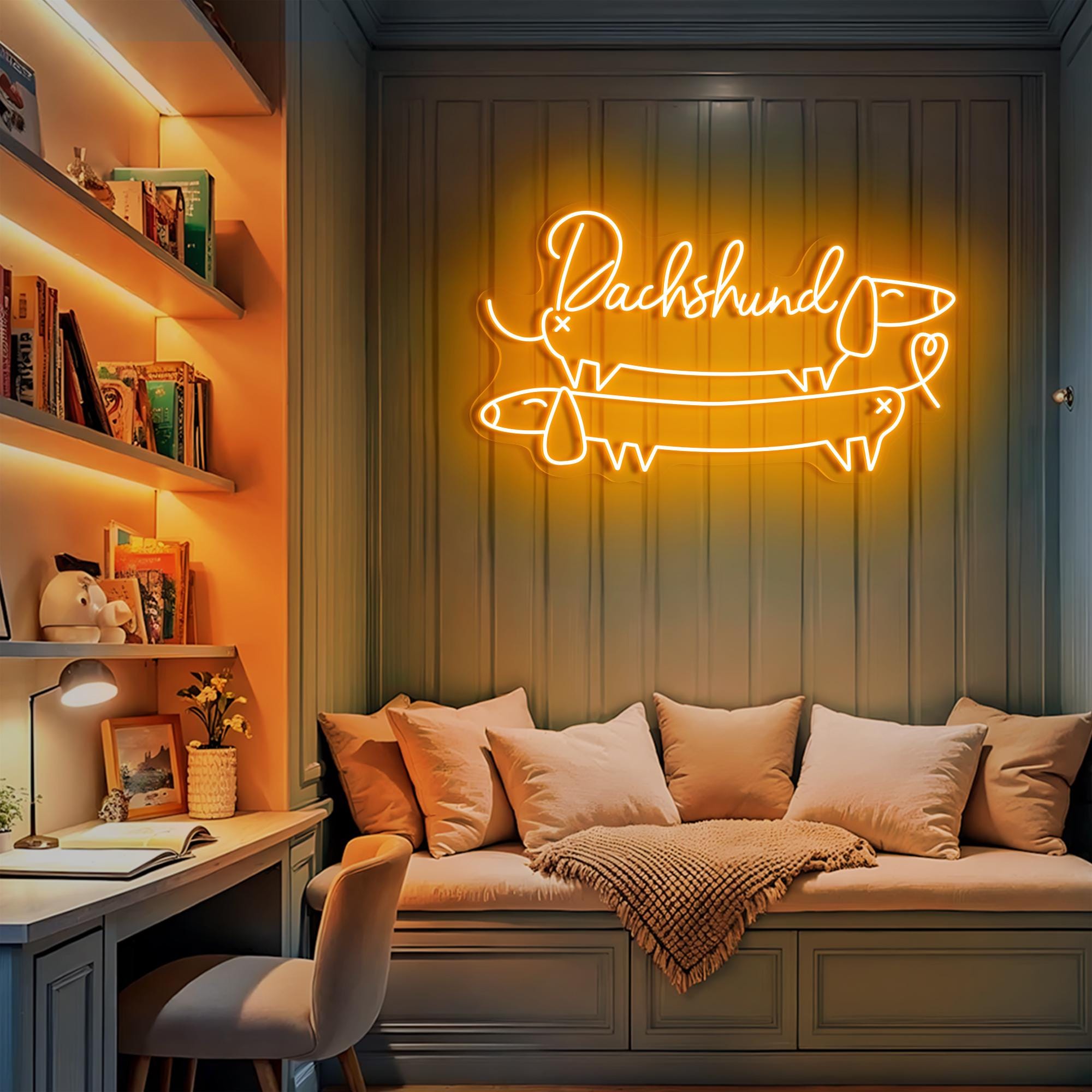 Twin Dachshunds Neon Sign Dog Neon Sign Pet Neon Light Dog Lover Home Decor Funny Animal Poster Animal Lover Gift Home Decor Gift for Her