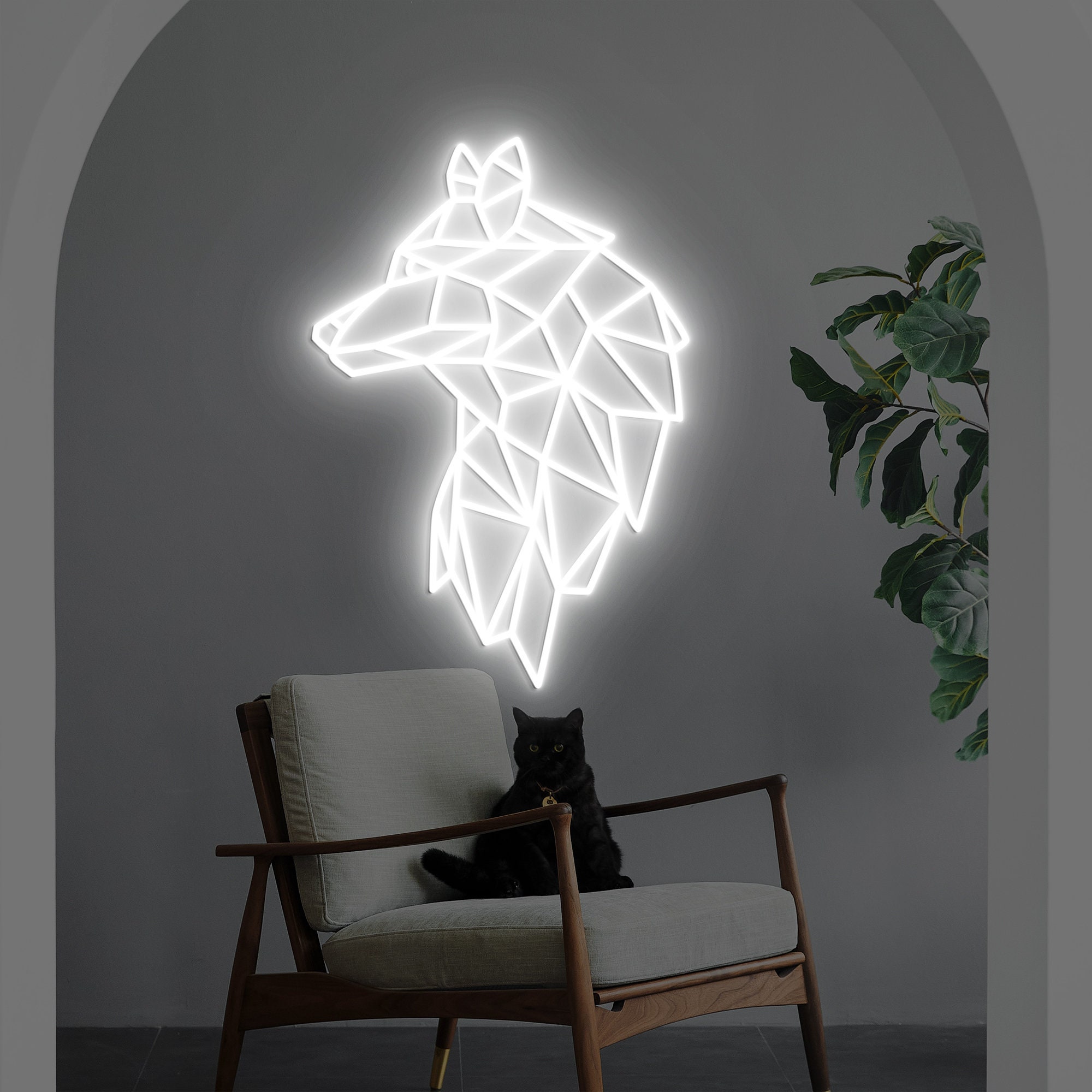 Geometric Wolf Neon Sign, Wolf Head Neon Light, Wolf Wall Decor, Wall Art, Wolf Led Sign, Wolf Figurine