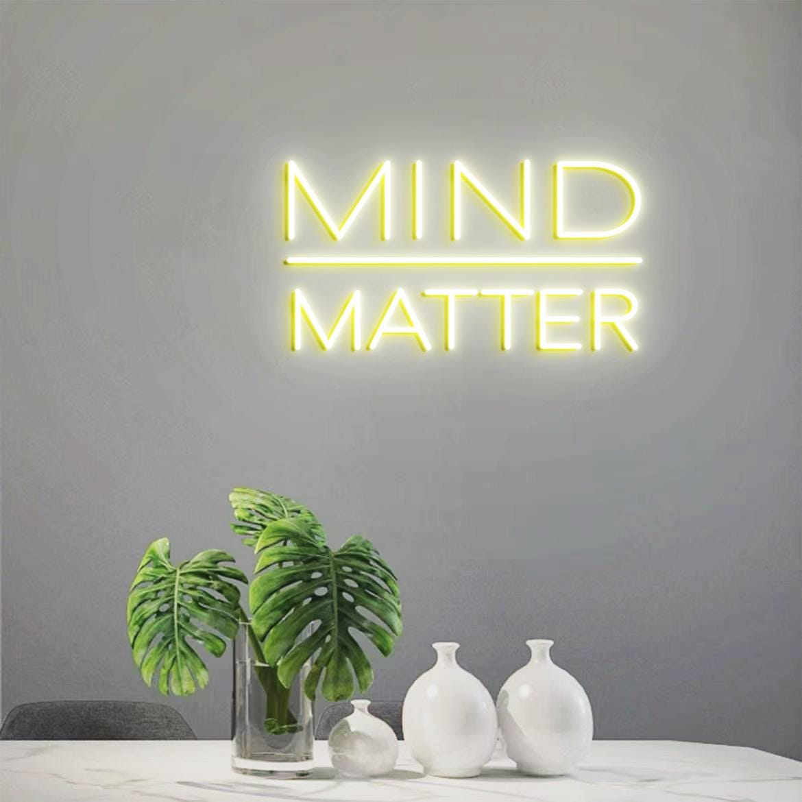 Mind Over Matter Neon Sign, Mind Over Matter Gym Motivational Signs, Office Gym Wall Signs, Gift for Home Gym Idea, Workout Room Signs