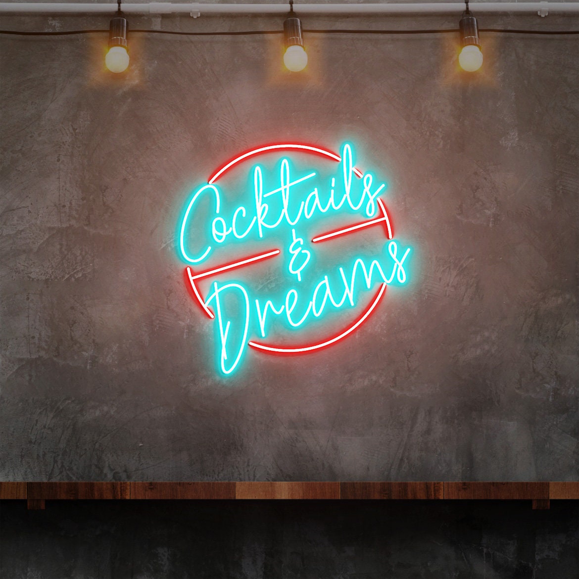 Cocktails and Dreams Neon Sign, Cocktail Bar Neon Sign Wall Decor, Bar Signs UK, Neon Bar Signs for Home Bar Decor, Custom Neon Signs UK