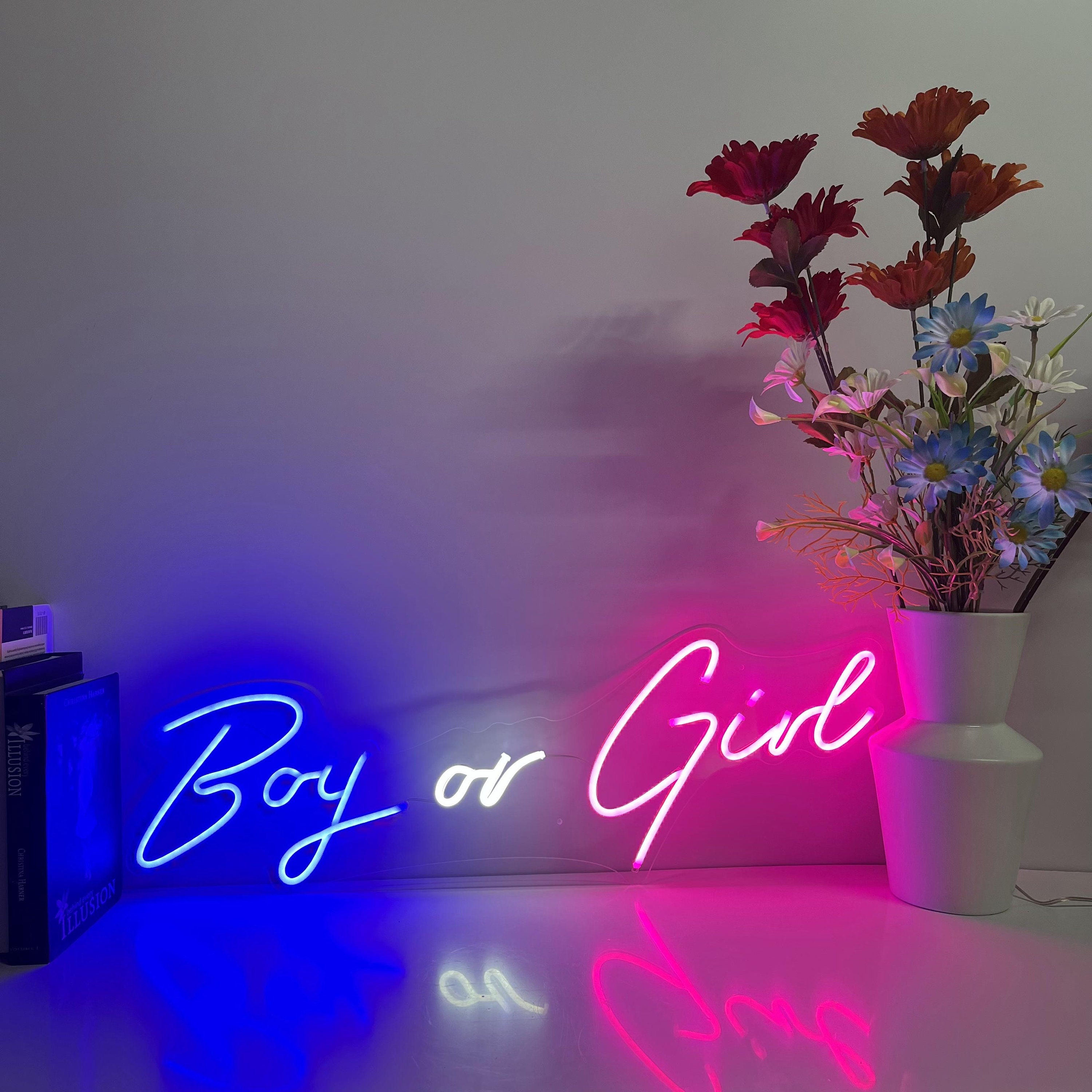 Boy or Girl Neon Signs Light Custom Baby Shower Gender Reveal Party Decoration Led For Home Room Birthday Supplies Neon Sign Wall Decor