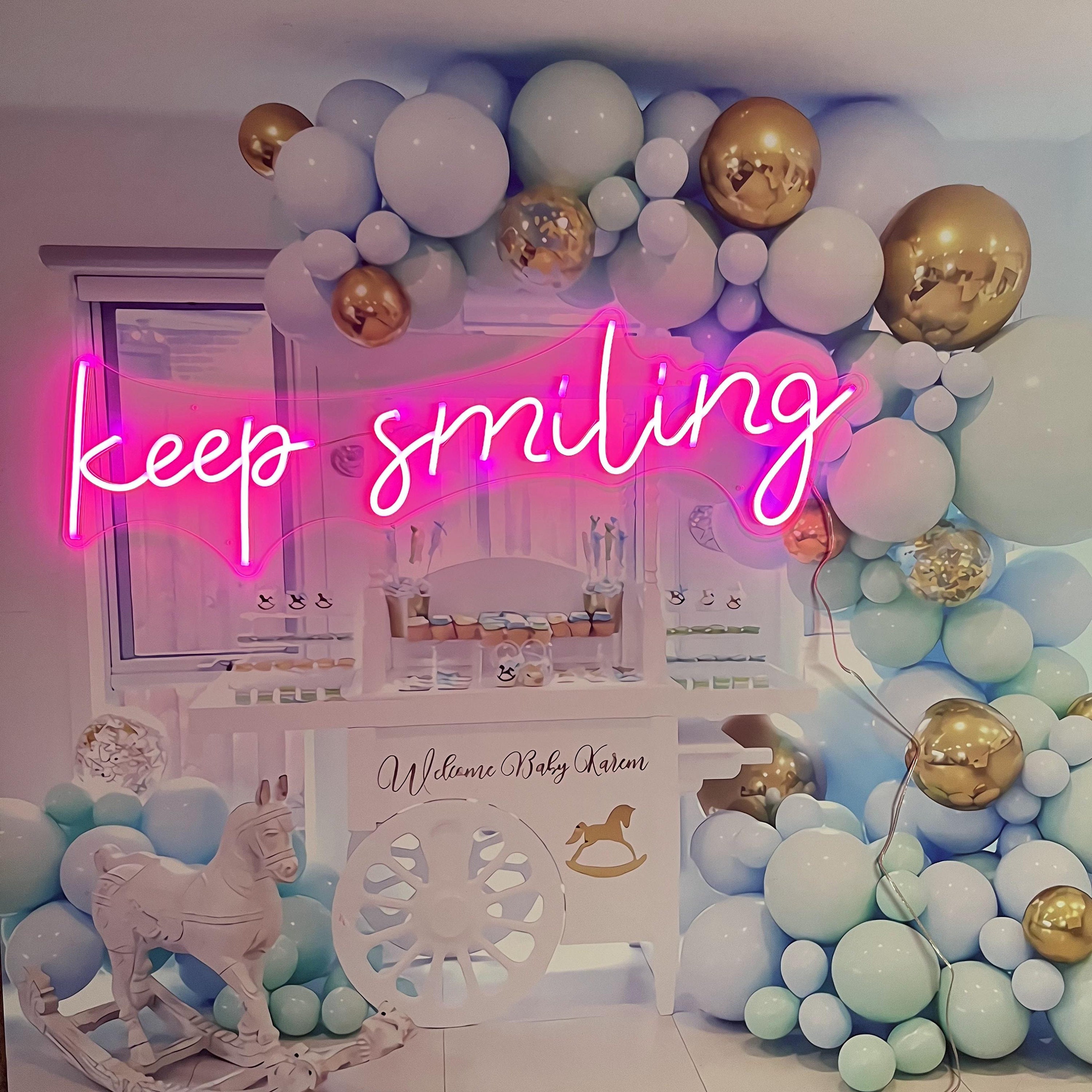 Neon Sign Custom Keep Smiling Sign Led Light Home Decor Wedding Party Pub Bar Room Wall Hanging Birthday Gift Acrylic 12V Flex Neon Light 3D