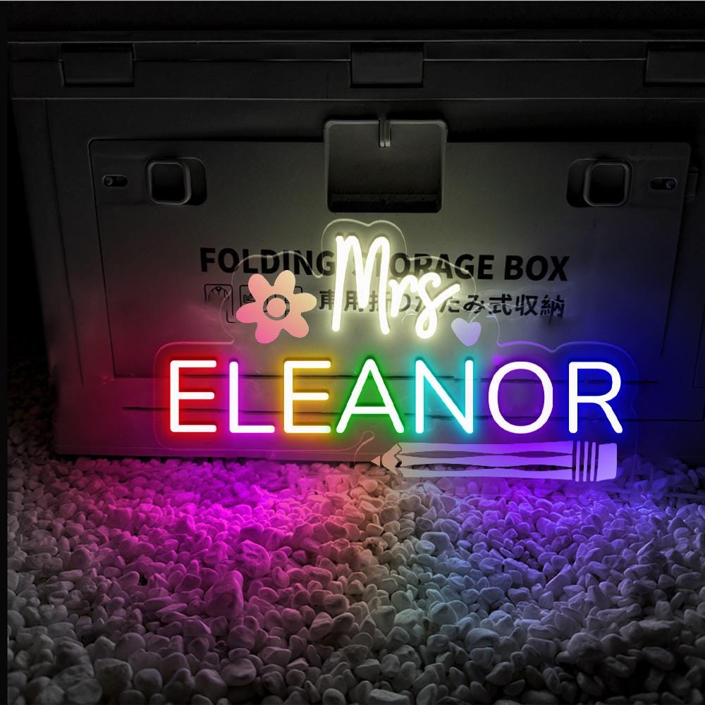 Personalized Teacher Door or Wall Neon Sign, Classroom Sign, Teacher Name Neon Sign, Classroom Door Hanger, Personalized Teacher Neon Sign