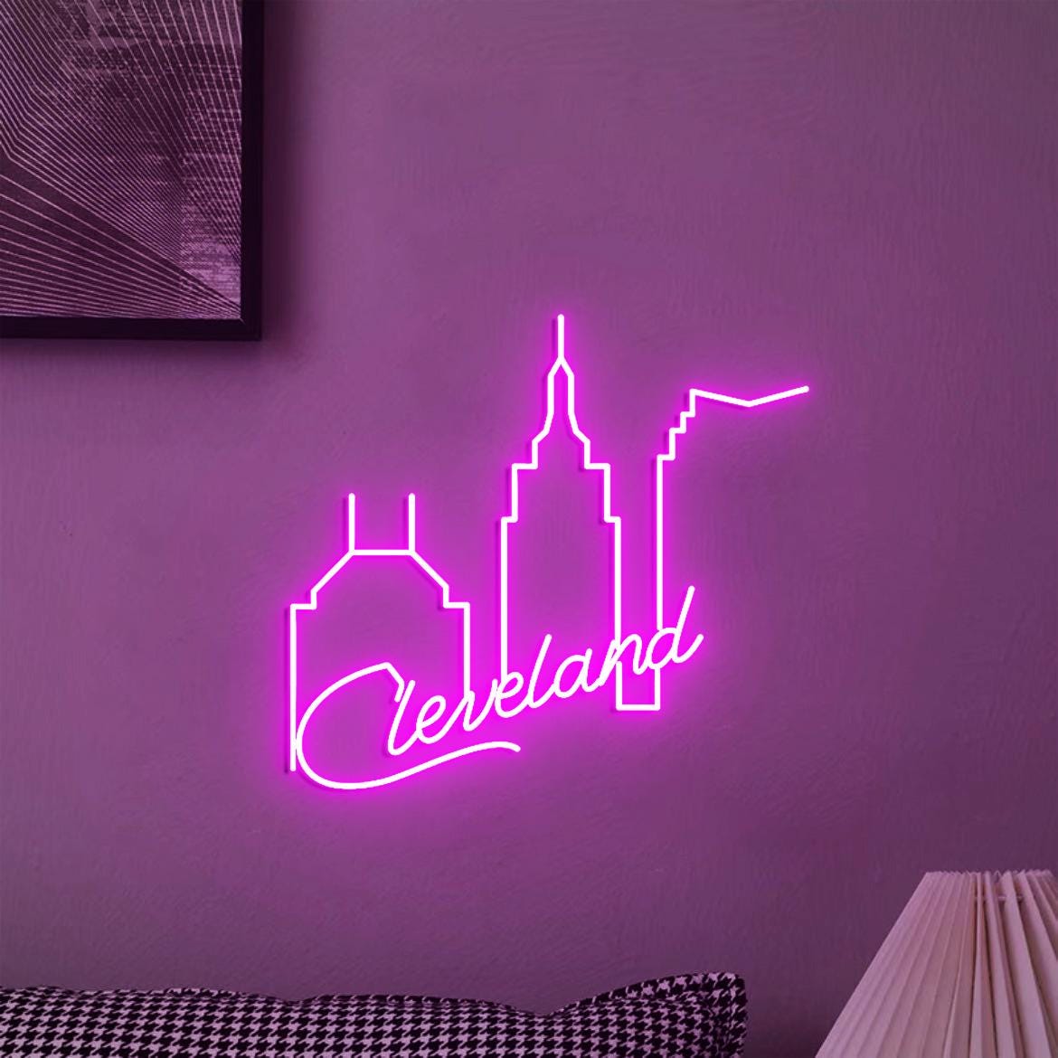 Cleveland Skyline Neon Sign, Cleveland Home Decoration, Cleveland City Wall Art, Cleveland Wall Office Decoration, Cleveland Loves Gifts