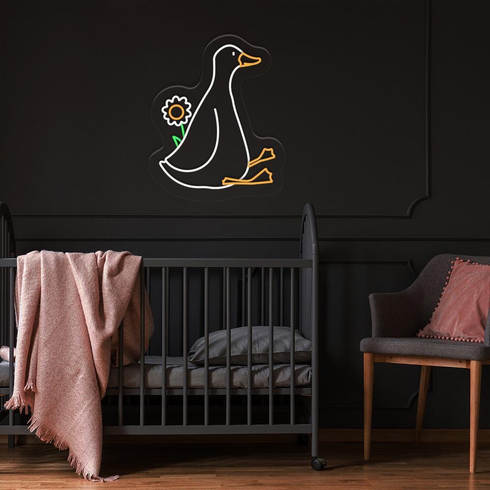 Silly Goose Wall Neon Art, Girls Wall Art, Cute Goose Neon, Light Pink Nursery Decor, Farm Animal Neon Sign, Girl's Room Decor, Goose Gifts