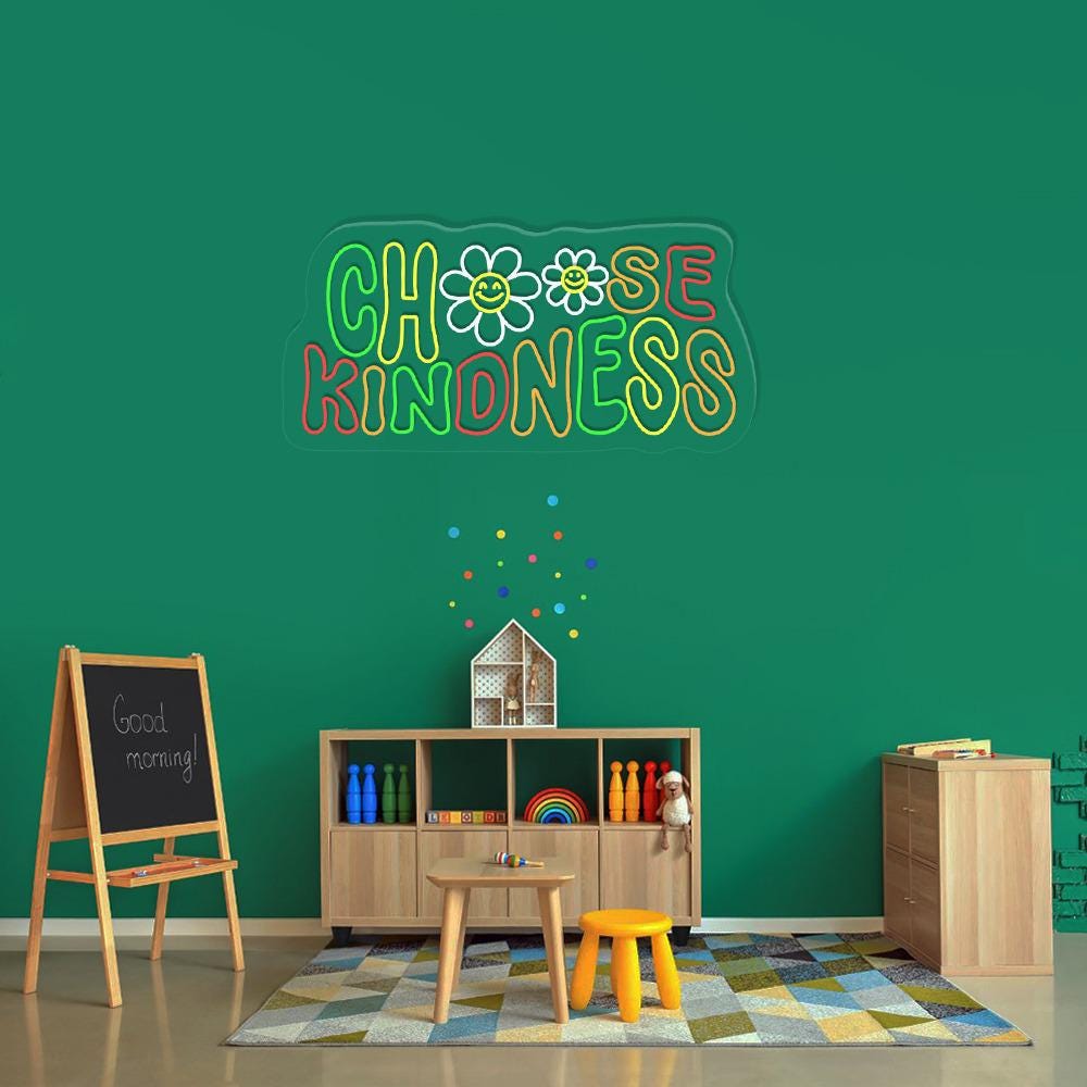 Choose Kindness Neon Sign, Cute Teacher Neon Sign, Teacher Smiley Face Neon Sign, Positive Affirmation Neon Sign, Group Teacher Neon Gifts