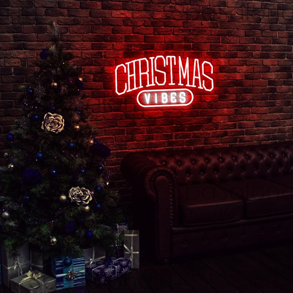 Christmas Vibes Neon Sign, Christmas Neon Decor Wall, Holiday Neon Sign, Cute Christmas Nepn Led, Christmas Neon Sign Gifts