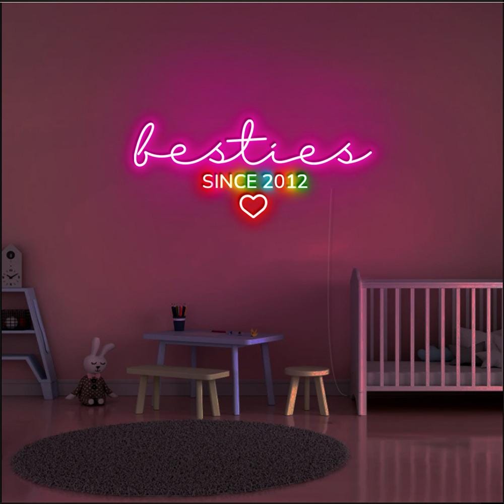 Custom Besties Neon Sign, Custom Since Best Friends Neon, Best Friend Birthday Neon, Girls BFF Neon Sign, Matching Best Friends Neon Gifts