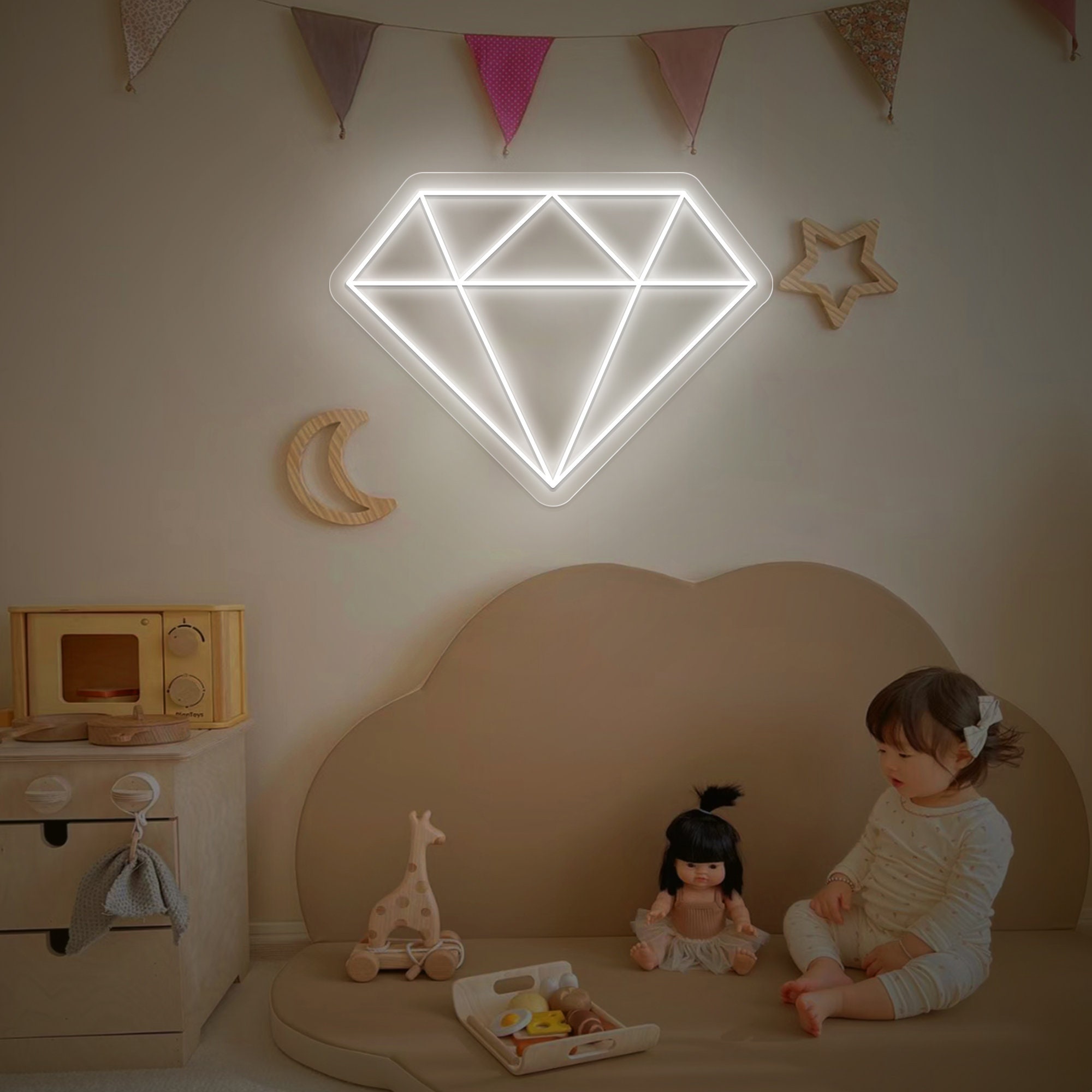 Diamond Art Led Neon Sign for Room decor, Wall decor Gift for her, Store Sign,Wedding Welcome Sign,Engagement Backdrop,Proposal Party Decor